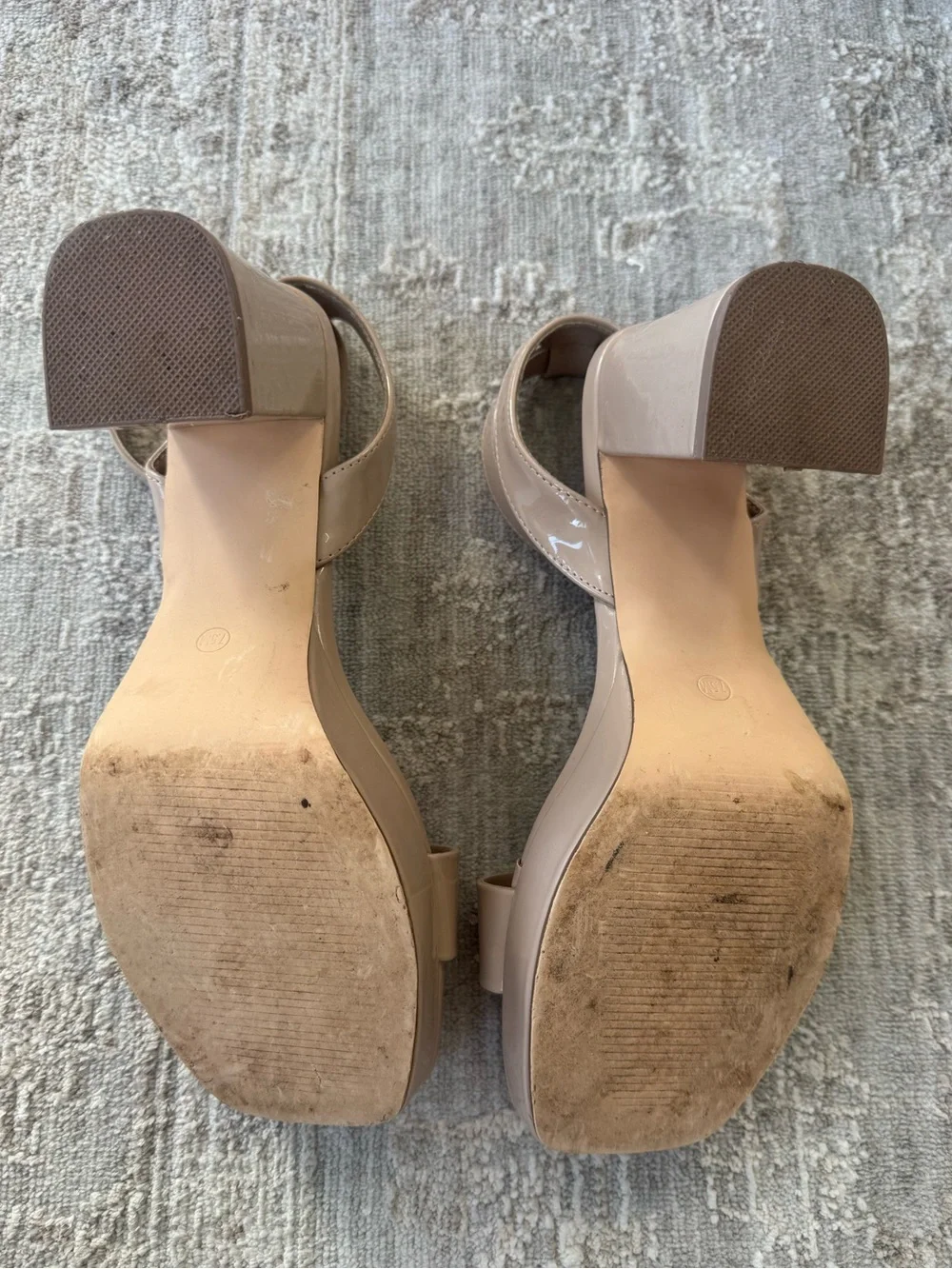 Cushionaire Nude Patent Platform Dress Sandals